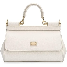 Logo Plaque Leather Top Handle Bag