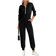 Long Sleeve Jumpsuits for Women Casual 2026 Fall Fashion Zip Up Pant Rompers One Piece Sweatsuits Travel Outfits