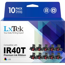 LxTek Replacement for IR40T IR-40T CP13 MP-12D Calculator Ink Roller Printer Ribbons use with Canon, Sharp EL-1750V, EL-1801V Blackred, 10-Pack, Individually Sealed