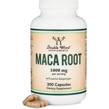 Maca Root Capsules for Women and Men, 300 Count (1,000mg of Black, Red, Yellow Maca Powder per Serving) Grown in Peru, Manufactured in The USA (for Energy, Performance, Motivation) by Double Wood