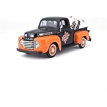 Maisto 1948 Ford F-1 Pickup Truck with 1958 Harley Davidson FLH Duo Glide Motorcycle Orange and Black 1/24 Diecast Models