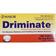 Major Driminate&reg; Dimenhydrinate 50mg 100 Ct for Nausea, Dizziness and Vomiting From Motion Sickness