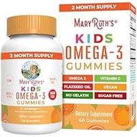 MaryRuth Organics Vegan Omega 3 Gummies for Kids 2+, 2 Month Supply, Sugar Free, Omega 3 Supplement with Vitamin C, Flaxseed Oil, Immune Support, Essential Nutrient ALA, No Fish Taste, 60 Count