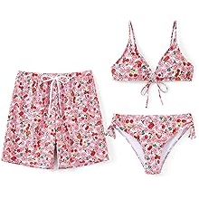 Matching Swimsuits for Couples Two Piece Bikini Sets Swim Trunks Summer Beach Vacation Hawaiian Swimwear