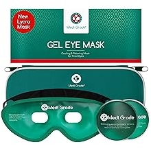 Medi Grade Cooling Gel Eye Mask for Puffy Eyes &ndash; Reusable Gel Eye Mask and Cooling Eye Pads with Thermo-Bag for Dark Circles and Morning/Night Skincare Routine &ndash; Reversible Cold Eye Mask