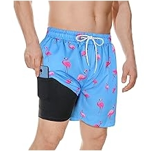Men's Swimsuits Mens Swim Trunks with Compression Liner Summer Beachwear Bathing Suit for Men