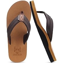 Men's Yoga Mat Leather Flip Flops with Arch Support Comfortable Cushion Walking Thong Sandals Slip On Indoor Outdoor