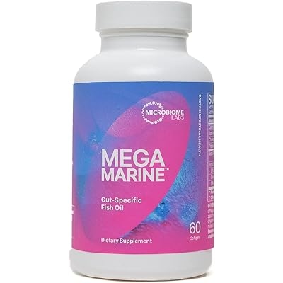 Microbiome Labs MegaMarine Omega 3 Fish Oil Supplements - Gut-Specific EPA DHA Omega 3 Supplement with DPA for Gut Health - Support Immune & Gut Barrier Function 60 Softgels