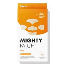 وجه Mighty Patch من Hero Cosmetics - قناع غرواني مائي XL لحب الشباب، 5 بقع بثرة كبيرة لاختراقات Zit على الأنف والذقن والجبهة والخدين - صديق للنباتيين، لم يتم اختباره على الحيوانات 1 عدد