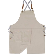 Mignongirl Crossback Apron with Pockets x2,Split Apron with Adjustable Straps,M-XXL Beige