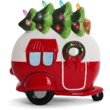 Milltown Merchants Ceramic Christmas Tree and Camper - Ceramic Christmas Camper with Christmas Tree Lights - Christmas Camper Decor - Lighted Vintage Ceramic Tree and Camper