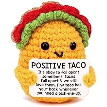 Positive Crochet Taco Birthday Gifts for Women Men Valentines Decor Easter Basket Stuffers Essentials Gift Kids Son Mom Dad Daughter Sister Friend Coworkers Self Care Emotional Inspirational Support