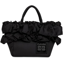 Mini Ruffle Shopper Tote Bag, Black