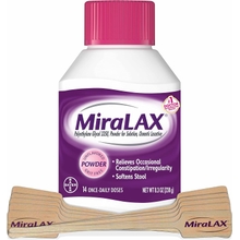 MiraLAX Gentle Constipation Relief Laxative Powder with Stirrer, Stool Softener with PEG 3350, No Harsh Side Effects, Osmotic Laxative, 1 Doctor &amp; OBGYN Recommended, 14 Dose