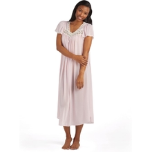 Miss Elaine Silk Essence Nightgown - Long Silky &amp; Sheer Tricot Gown with Flutter Sleeves