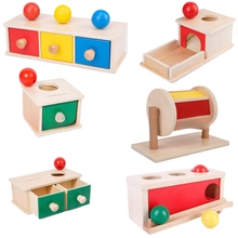 Alat bantu mengajar Montessori kotak laci kayu tadika tekstil dram tekan meja sains dan teka-teki pendidikan Monterey ulang-alik mainan pendidikan awal