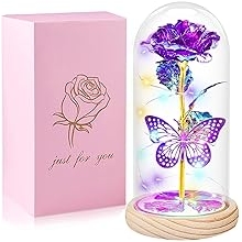 Valentines Day Rose Gifts for Her,Valentines Day Flowers Gifts for Mom Women Girlfriend,Birthday Gifts for Women,Valentines Gifts for Wife,Purple Butterfly Rose Gifts for Valentine's Day Anniversary
