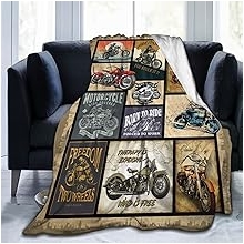 Motorcycle Gifts for Men and Women Throw Blanket for Couch Sofa Bed Plush Throw Fleece Blanket Soft Cozy Bedding for Kids and Adults Bedroom 50x40 Inch