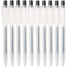 Muji Smooth Gel Ink Ballpoint Pen Knock Type 10-Pieces Set, 0.5 mm Nib Size, Black