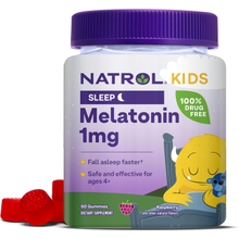 Natrol Kids Melatonin 1mg, Supplement for Restful Sleep, Sleep Gummies for Children, 60 Raspberry-Flavored Melatonin Gummies, 60 Day Supply