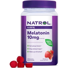 Natrol 10mg Melatonin Gummies, Sleep Support for Adults, Melatonin Supplements for Sleeping, 140 Strawberry-Flavored Gummies, 70 Day Supply