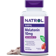 Natrol Sleep Melatonin 10mg Fast Dissolve Tablets, Nighttime Sleep Aid for Adults, 100 Strawberry-Flavored Melatonin Tablets, 100 Day Supply