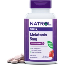 Natrol Sleep Melatonin 5mg Fast Dissolve Tablets, Nighttime Sleep Aid for Adults, 200 Strawberry-Flavored Melatonin Tablets, 200 Day Supply