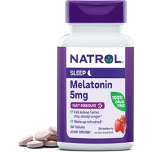 Natrol Melatonin Fast Dissolve Tablets, Helps You Fall Asleep Faster, Stay Asleep Longer, Easy to take, Dissolves in Mouth, Strengthen Immune System, Strawberry Flavor, 5mg, 30 Count