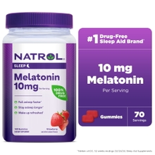 Natrol&reg; Melatonin Gummies, Sleep Support for Adults, Strawberry Flavor, 10mg, 140 Count