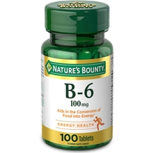 Nature&amp;#39;s Bounty Vitamin B6, Supports Energy Metabolism and Nervous System Health, 100mg, Tablets, 100 Ct