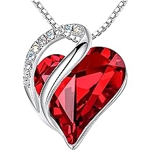 Leafael Valentine's Day Gift Necklaces for Women, Infinity Love Birthstone Heart Crystal Pendant, Birthday Anniversary Jewelry for Wife, Mom, and Her, Silver Plated, 18" + 2" Adjustable Chain