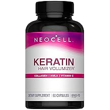 NeoCell Keratin Hair Volumizer With Collagen, Amla Extract and Vitamin C, Hair and Skin Supplement, Capsule, 60 Count, 1 Bottle