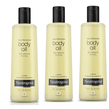 Neutrogena Lightweight Body Oil for Dry Skin, Sheer Moisturizer in Light Sesame Formula, 3 Bottles