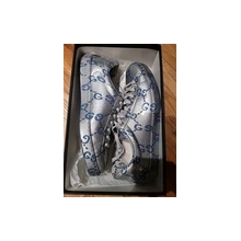 New Gucci Ace Monogram Coated Leather Size 8 Sneakers