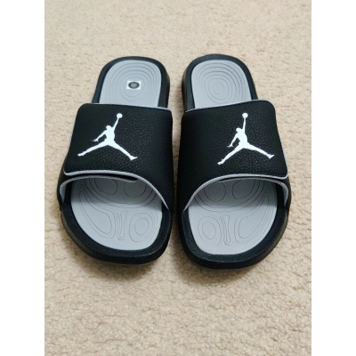 black and grey jordan slides