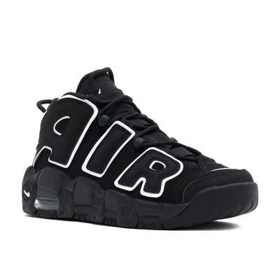 nike uptempo black and white junior