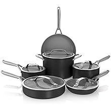 Ninja Ceramic Pro 11-Piece Cookware Set, Non-Stick Pots & Pans Set with Glass Lids, Nontoxic, PTFE Free, Ceramic Coated, Oven Safe, All Stovetops & Induction Compatible, Black, CW39011BK