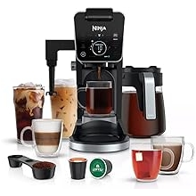Ninja CFP301 DualBrew Pro Specialty 12-Cup Drip Maker with Glass Carafe, Single-Serve for Coffee Pods or Grounds, with 4 Brew Styles, Frother & Separate Hot Water System, Black