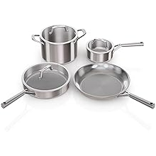 Ninja EverClad Stainless Steel Cookware 7 Piece Pots & Pans Set, Cookware Set, All Stovetops & Induction, Oven Safe to 600F, Tri-Ply Commercial-Grade, C99007