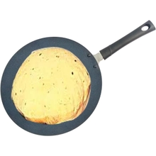 Non-Stick Chapati Concave Tawa Pan with Wooden Spatula &amp; ScrubberConcave Griddle Tava Aluminum Black Chapati Tawa Roti Cookware Tava Pizza Crepe Pan