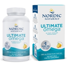 Nordic Naturals Ultimate Omega, Lemon Flavor - 120 Soft Gels - 1280 mg Omega-3 - High-Potency Omega-3 Fish Oil Supplement with EPA &amp; DHA - Promotes Brain &amp; Heart Health - Non-GMO - 60 Servings