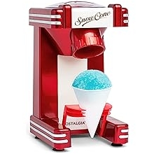 Nostalgia Snow Cone Shaved Ice Machine - Makes 20 Icy Treats - Includes 1 Reusable Plastic Cup - Retro Red
