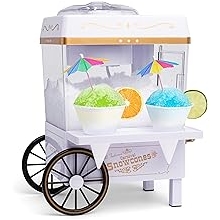 Nostalgia Snow Cone Shaved Ice Machine - Retro Table-Top Slushie Machine Makes 20 Icy Treats - Includes 2 Reusable Plastic Cups &amp; Ice Scoop - White