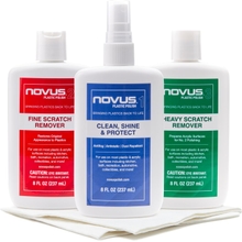 NOVUS-PK1-8 | Plastic Clean &amp; Shine #1, Fine Scratch Remover #2, Heavy Scratch Remover #3 and Polish Mates Pack | 8 Ounce Bottles