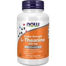NOW Supplements, L-Theanine 200 mg with Inositol, Stress Management, 120 Veg Capsules
