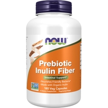 NOW Supplements, Prebiotic Inulin Fiber, Intestinal Support, Nourishes Friendly Bacteria, Made with Organic Inulin, 180 Veg Capsules