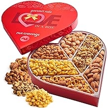 NUT CRAVINGS - Purim Mishloach Manot Mixed Nuts Heart Shaped Gift Basket, Love in A Box (6 Assortments) Romantic Food Arrangement, Healthy Snack Care Package, Food Assortments