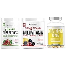 NutraOne Complete Superfoods Greens & Reds Blend - Vitality Vitamin Powder and Mineral Supplement - OmegaOne Omega-3 Fish Oil Supplement - Get Healthy Bundle