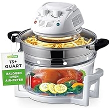 NutriChef Air Fryer, Infrared Convection, Halogen Oven Countertop, Cooking, Stainless Steel, 13 Quart 1200W, Prepare Quick Healthy Meals, for French Fries & Chips, White PKAIRFR48