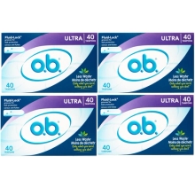 o.b. Tampons Ultra No Applicator, Unscented - 40ct Pack of 4